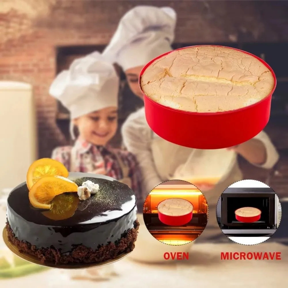 Portable Round Silicone Cake Mold Nonstick 4 6 8 10 Inch Baking Mould Reusable Cake Pan Tray Kitchen