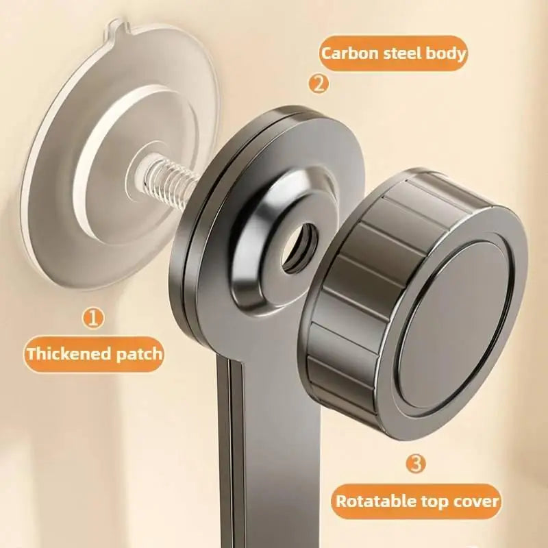 Kitchen Wall Storage Solution Suction Cup Pot Lid Holder with Hooks Drill Free Rack for Apartment Dormitory